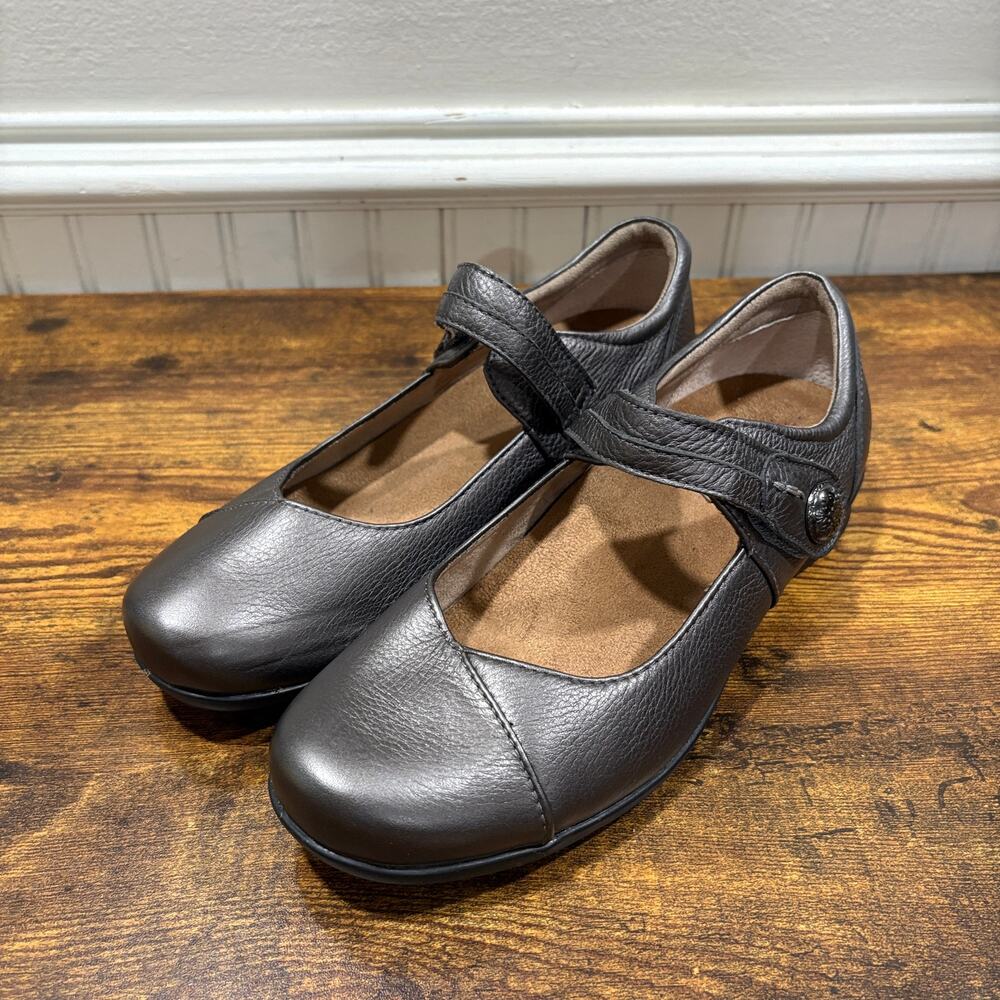 Taos Red Willow EU 40 US 9 Leather Mary Jane Shoes Metallic Gray Comfort Walking - Picture 14 of 14
